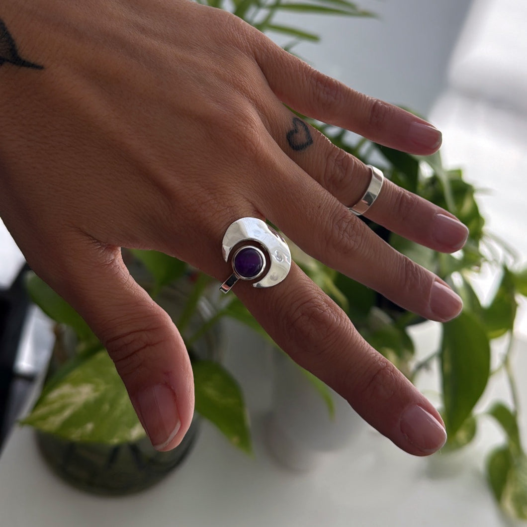 Anillo Luna Amatista - tamaño regulable - Plata925