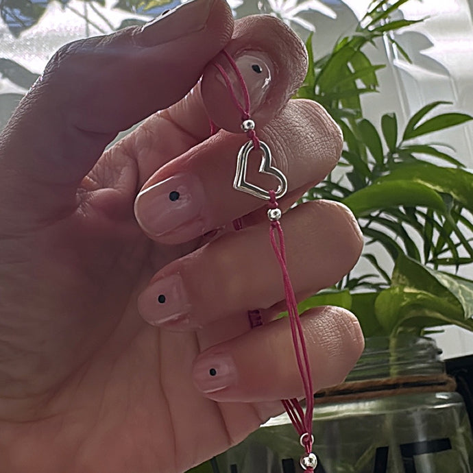 Pulsera Corazón Pink - tamaño regulable - Plata925