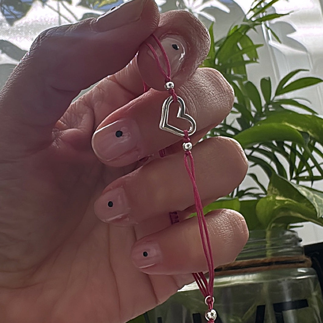 Pulsera Corazón Pink - tamaño regulable - Plata925