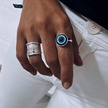 Cargar imagen en el visor de la galería, Anillo Protector fino - tamaño regulable- ojo 1,5 cm - Plata925