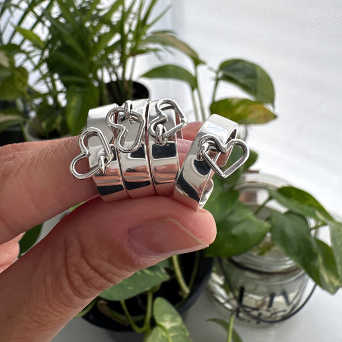 Anillo Alianza Corazón móvil - tamaño regulable - Plata925