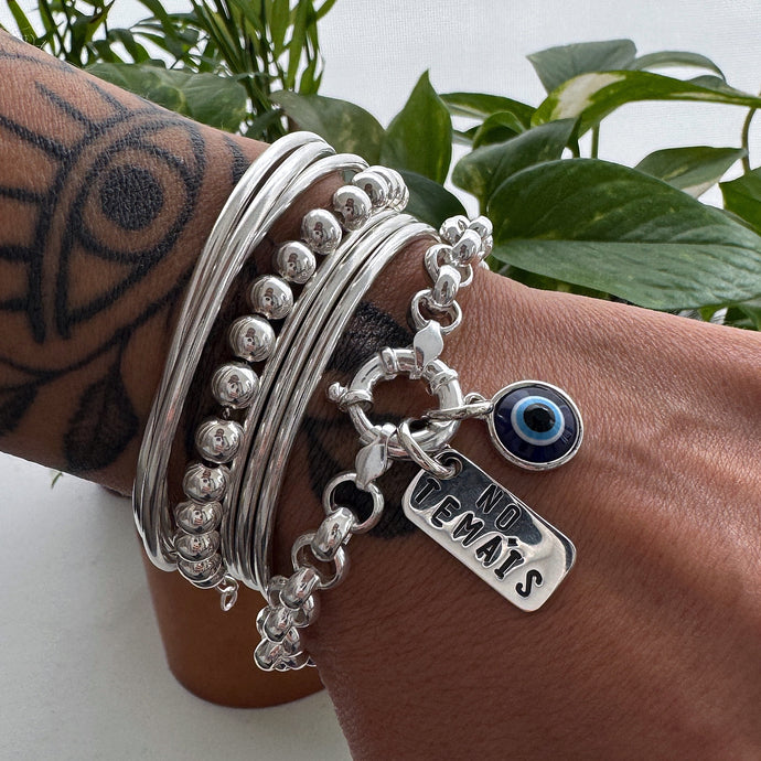 Pulsera Rolo Italiana M con broche marinero - 19 cm - Plata925