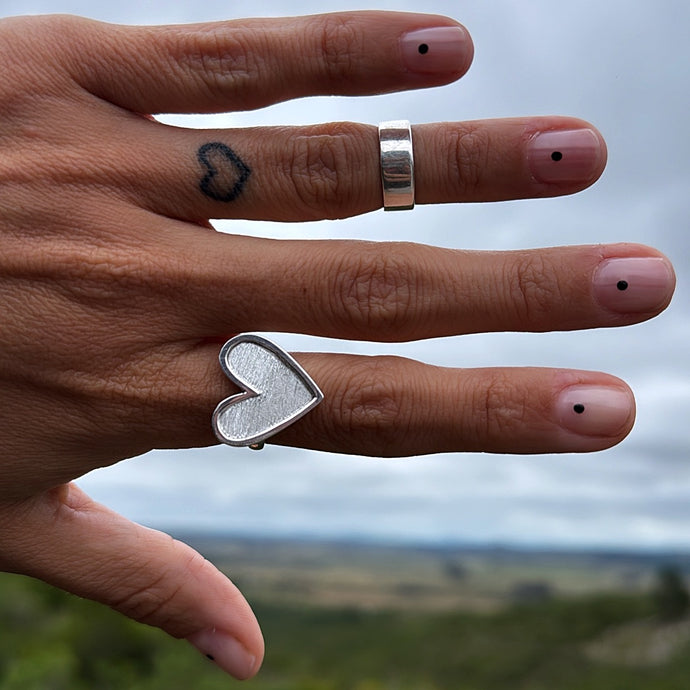 Anillo Corazón Lucero - tamaño regulable - Plata925