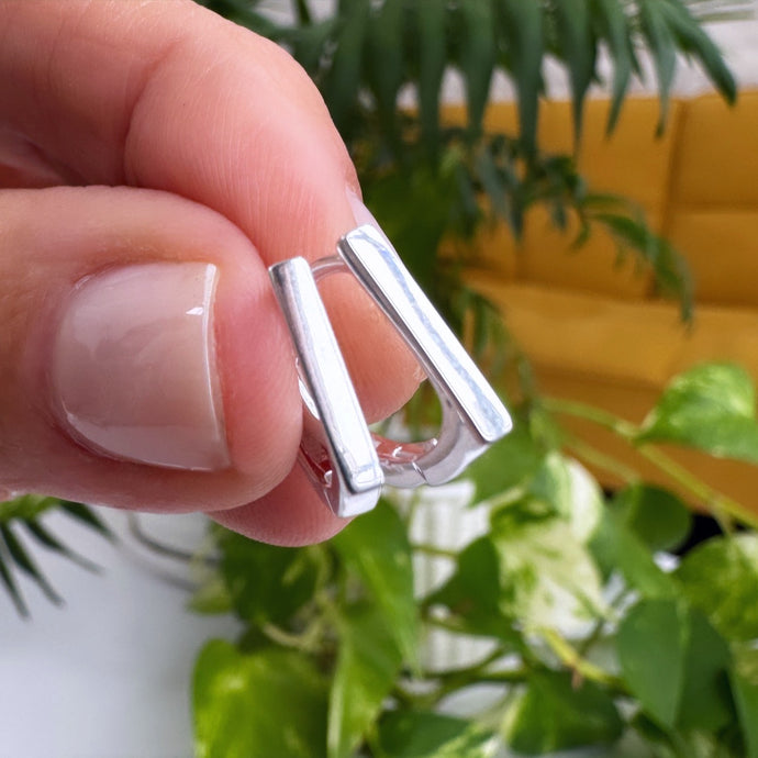 Caravanas doble lado - 13 mm - Plata925