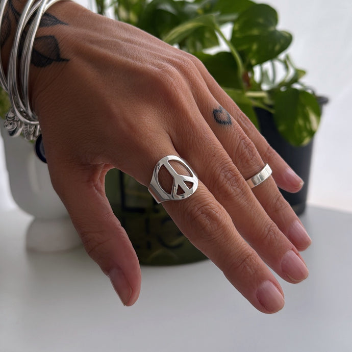 Anillo Amor y Paz - tamaño regulable - Plata925