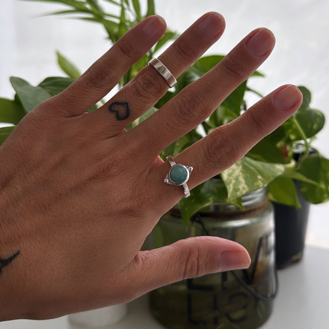 Anillo Amazonita - tamaño regulable - Plata925