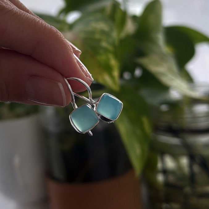 Caravanas Ágata Cielo cuadraditas - Plata925