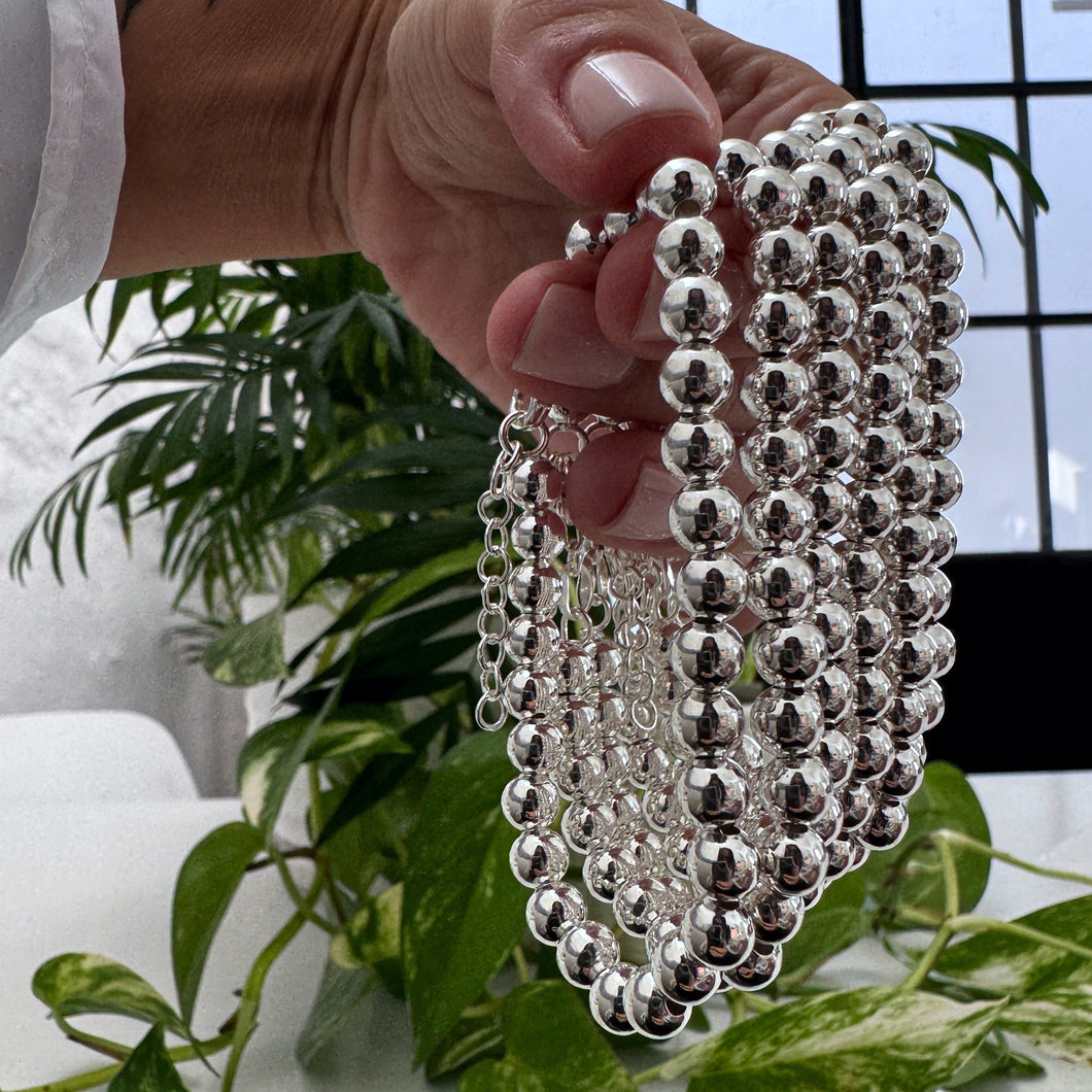 Pulsera bolitas 6 mm - tamaño regulable- Plata925