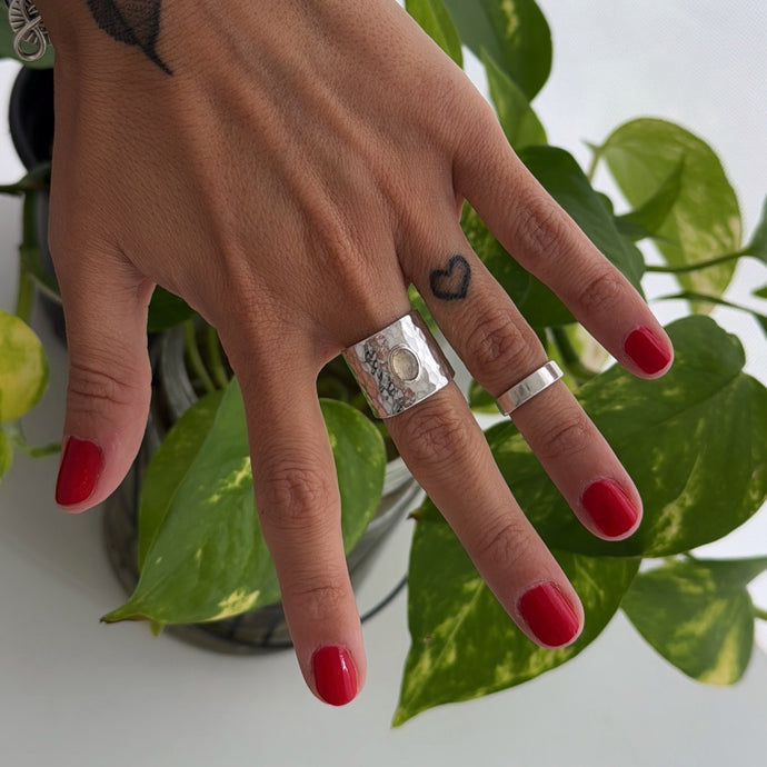 Anillo Ópalo Mexicano cristal - tamaño regulable - Plata925