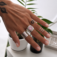 Cargar imagen en el visor de la galería, Anillo Ojo Portal Sagrado Rosado - tamaño regulable - Plata925