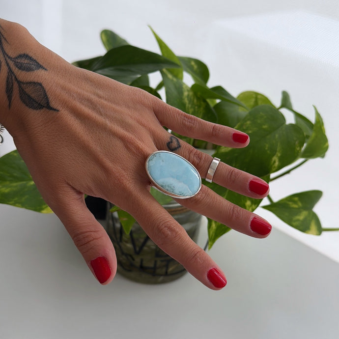 Anillo Larimar - tamaño regulable - Plata925