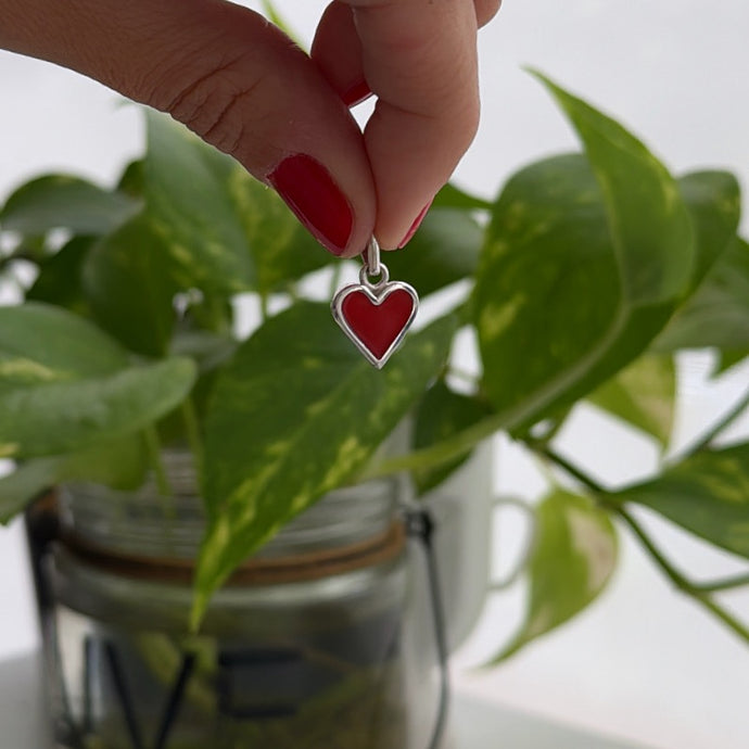 Dije Corazón Amuleto Rojo - 12 mm - Plata925