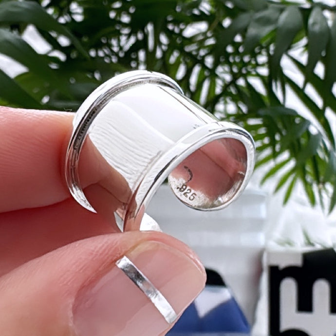 Anillo liso bordes - tamaño regulable- Plata925