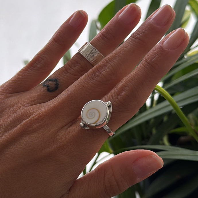 Anillo Ojo de Shiva redondo - tamaño regulable- Plata925