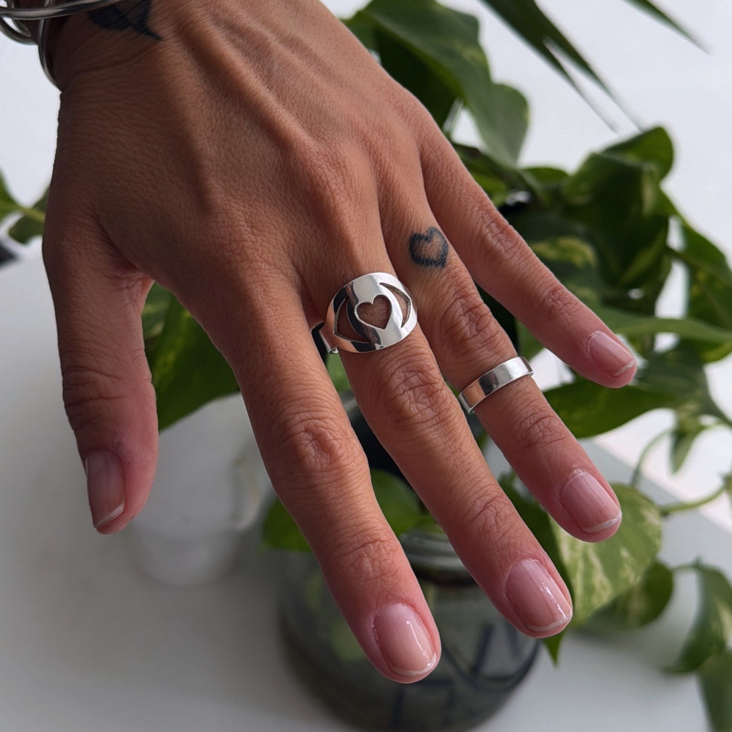 Anillo Protector Corazón - Tamaño regulable - Plata925