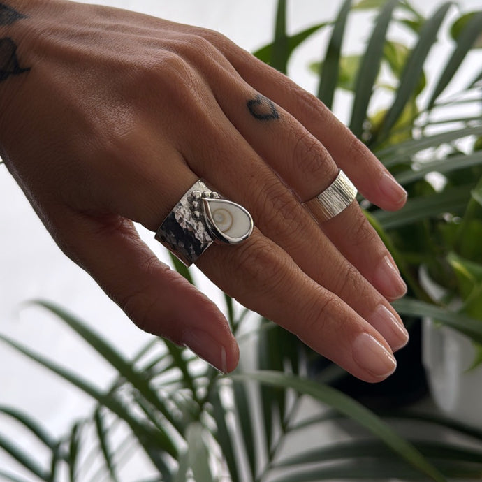 Anillo Ojo de Shiva gota - tamaño regulable - Plata925