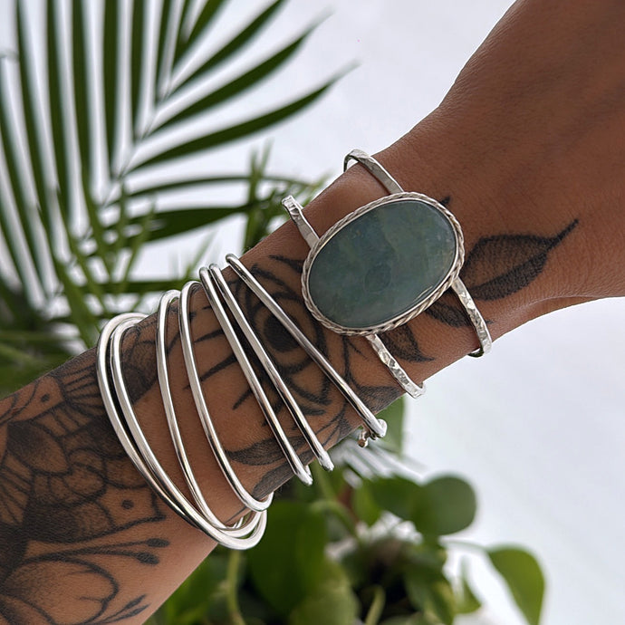 Brazalete Ónix Cielo - tamaño regulable - Plata925
