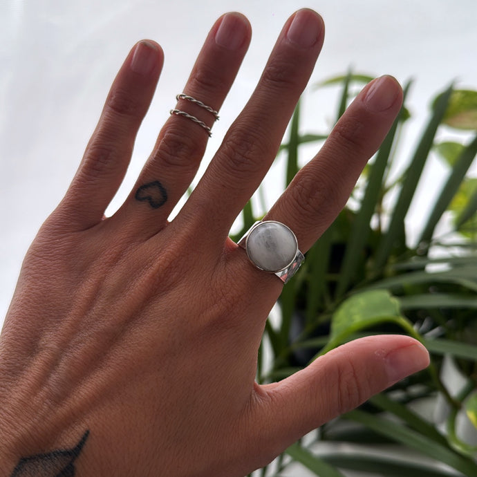 Anillo Cuarzo Blanco - tamaño regulable - Plata925