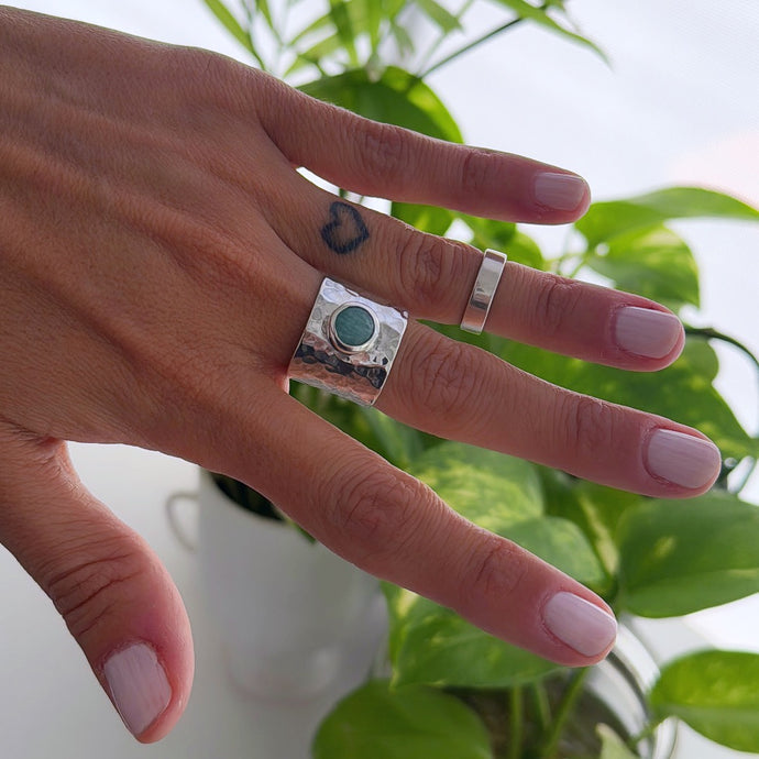 Anillo Amazonita - tamaño regulable - Plata925