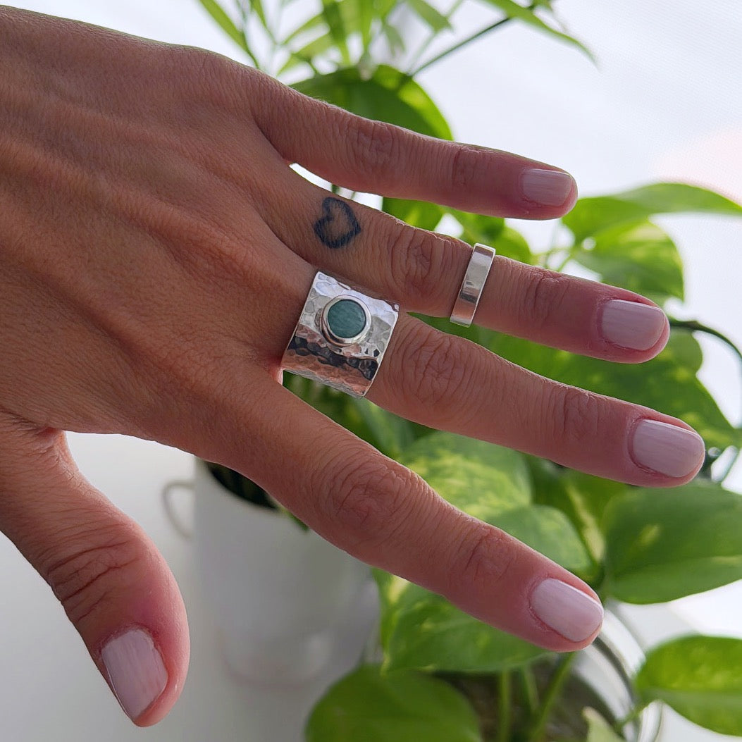 Anillo Amazonita - tamaño regulable - Plata925