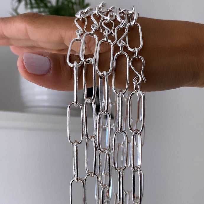 Collar Choker eslabones 50 cm - macizo - Plata925