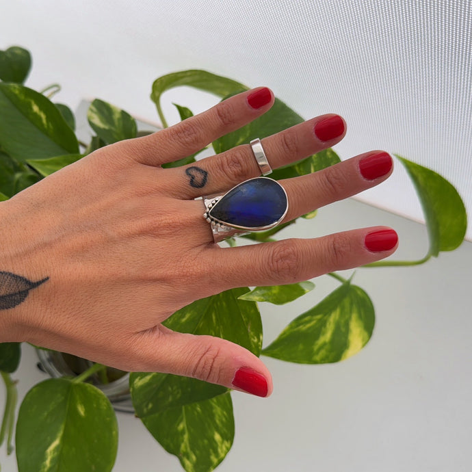 Anillo Labradorita - tamaño regulable - Plata925