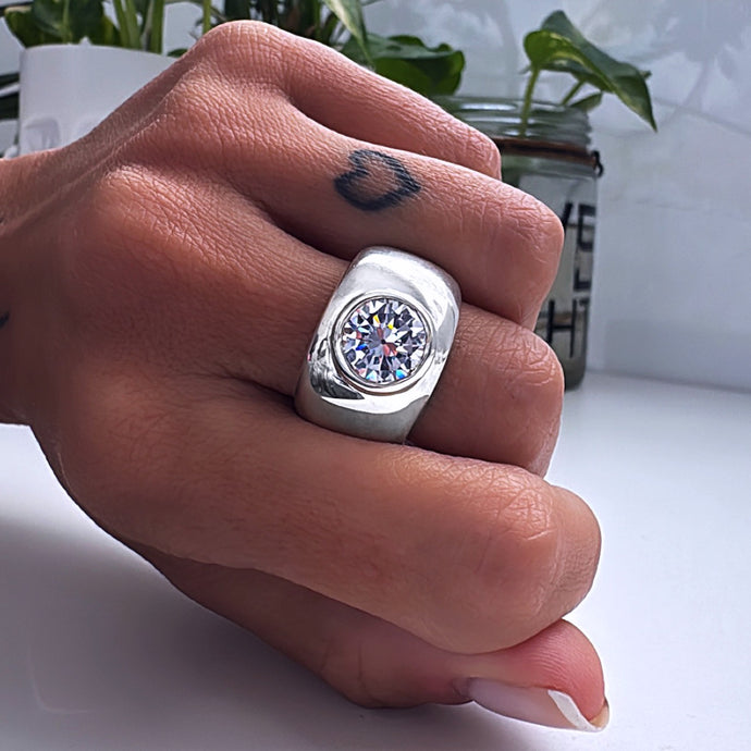 Anillo Bombé Cristal - tamaño regulable - Plata925