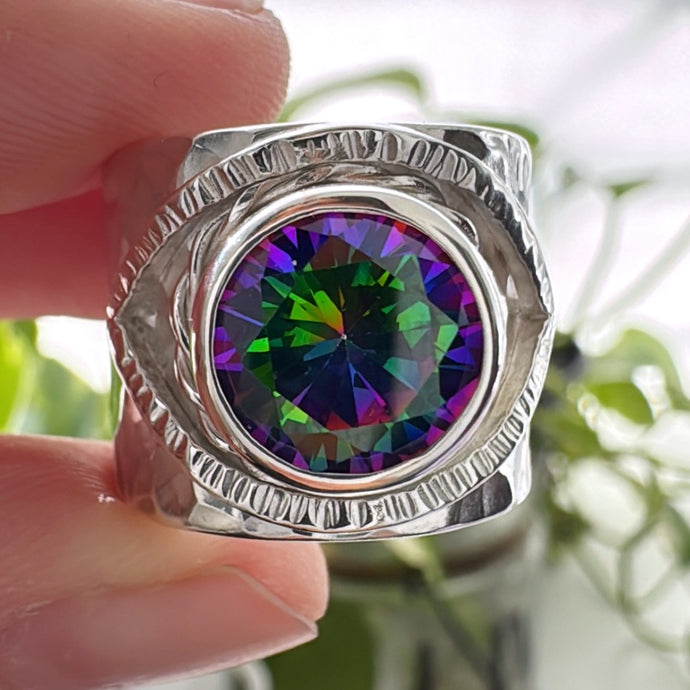 Anillo ojo Portal Sagrado Manifiesto - tamaño regulable - Plata925
