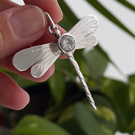 Colgante Libélula Cristal - 4,5 cm - Plata925