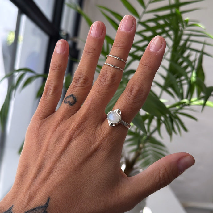 Anillo Piedra Luna - tamaño regulable - Plata925