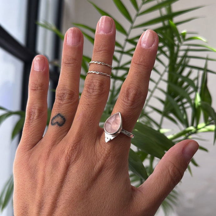 Anillo Cuarzo Rosa - tamaño regulable - Plata925