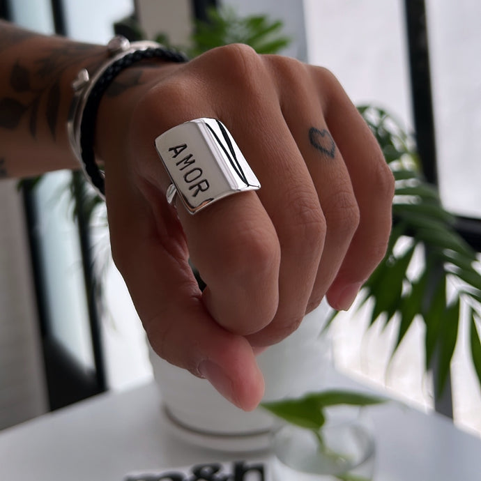 Anillo AMOR - tamaño regulable- Plata925