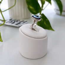 Cargar imagen en el visor de la galería, Anillo fino Ojo Protector cuadrado - tamaño regulable- Plata925