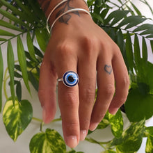 Cargar imagen en el visor de la galería, Anillo Protector fino - tamaño regulable- ojo 1,5 cm - Plata925